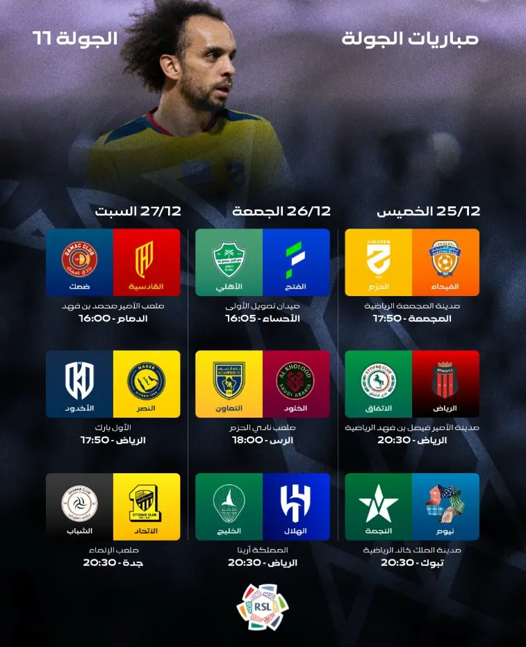 مباريات الجولة 11 دوري روشن