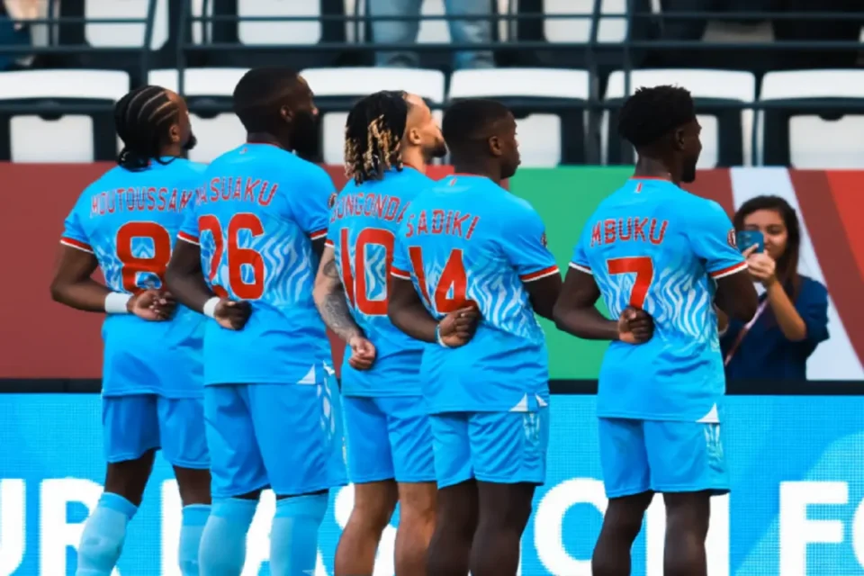 منتخب الكونغو الديمقراطية يحتفل بالهدف